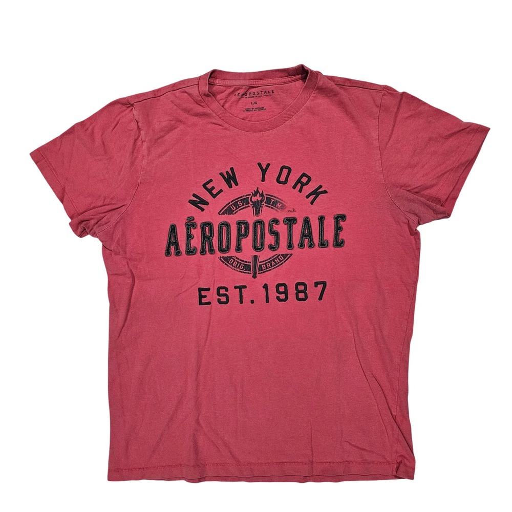 Aeropostale Men Large Red Graphic T-Shirt Short Sleeve Logo Est 1987 Tee